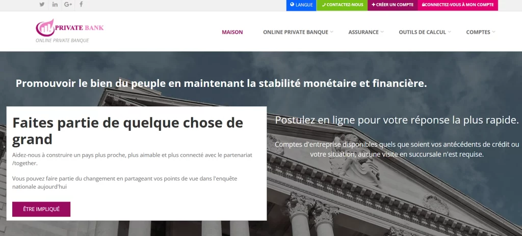 Online Private Banque, arnaque en ligne