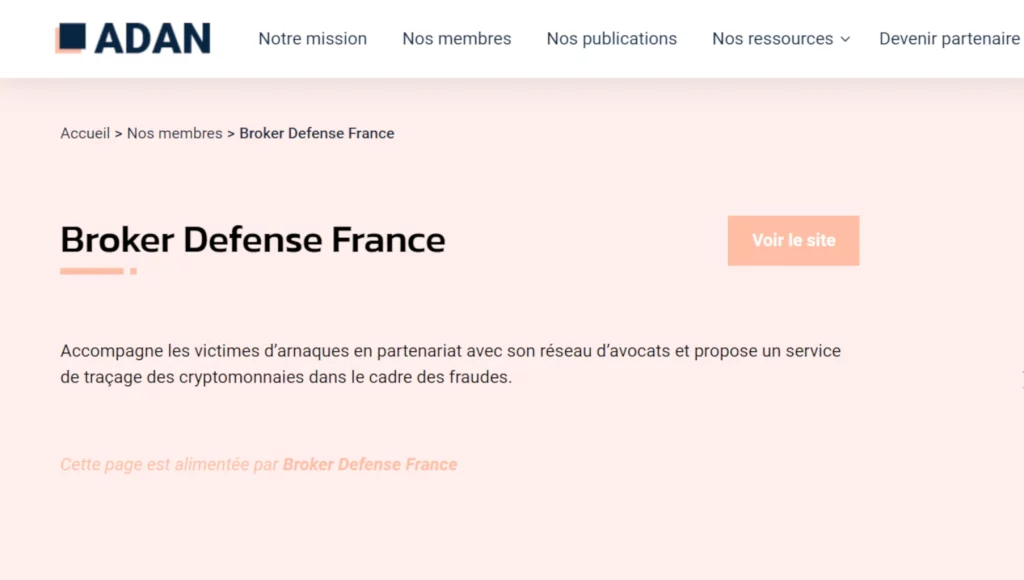 Avis Broker Defense, membre de l'ADAN