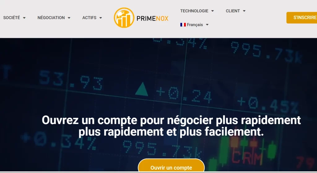 Capture d'écran du site PrimeNox