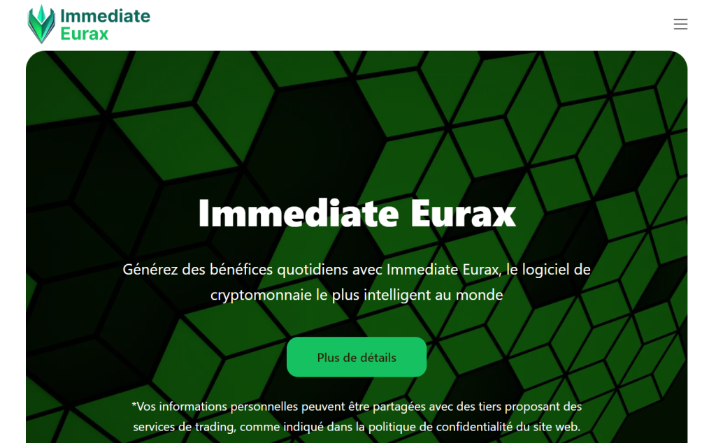 Interface de Immediate Eurax AI, séduisante mais trompeuse