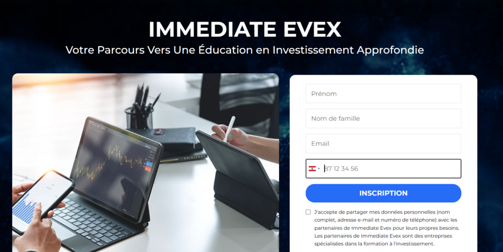 Graphiques boursiers utilisés pour simuler l'expertise sur Immediate Evex