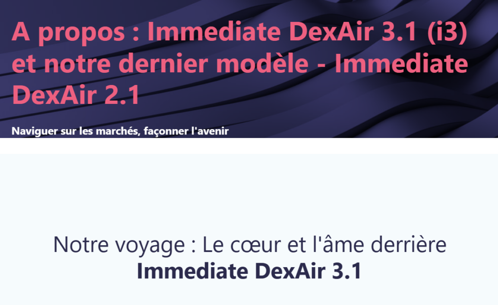 Graphiques financiers et illustrations modernes sur Immediate DexAir