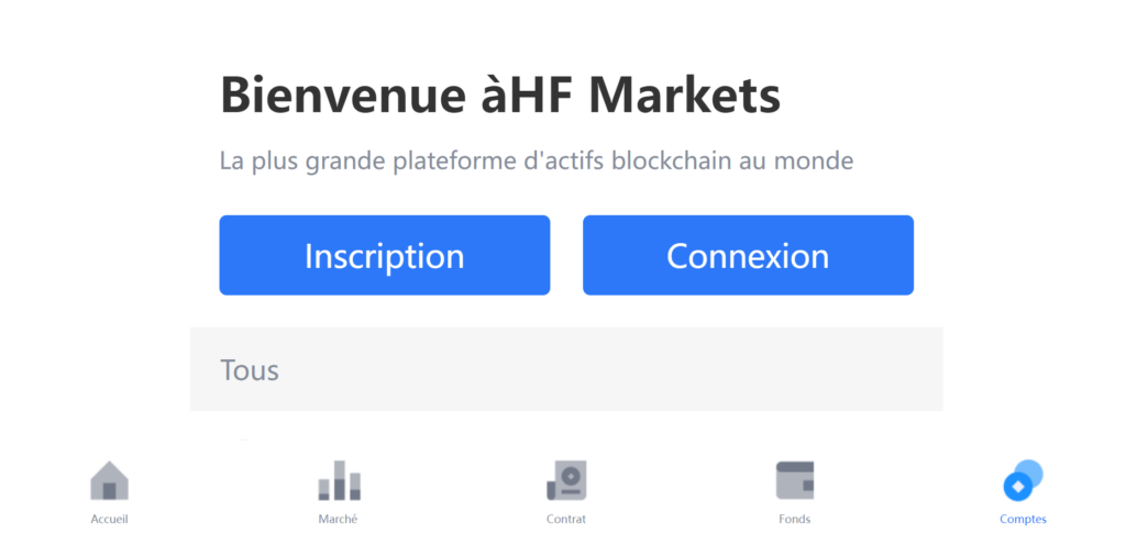 Image de la page d'accueil de HF Markets