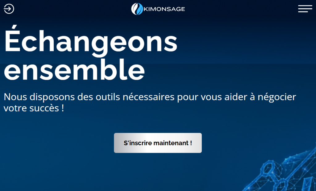 Comment le site d'arnaque Kimonsage se présente ?