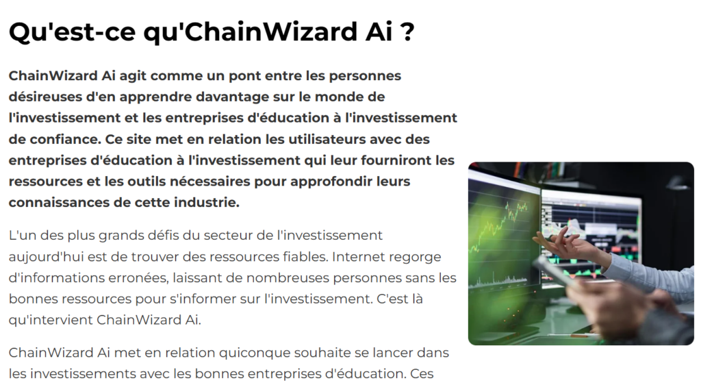 Graphique illustrant les connexions entre utilisateurs et entreprises sur ChainWizard AI