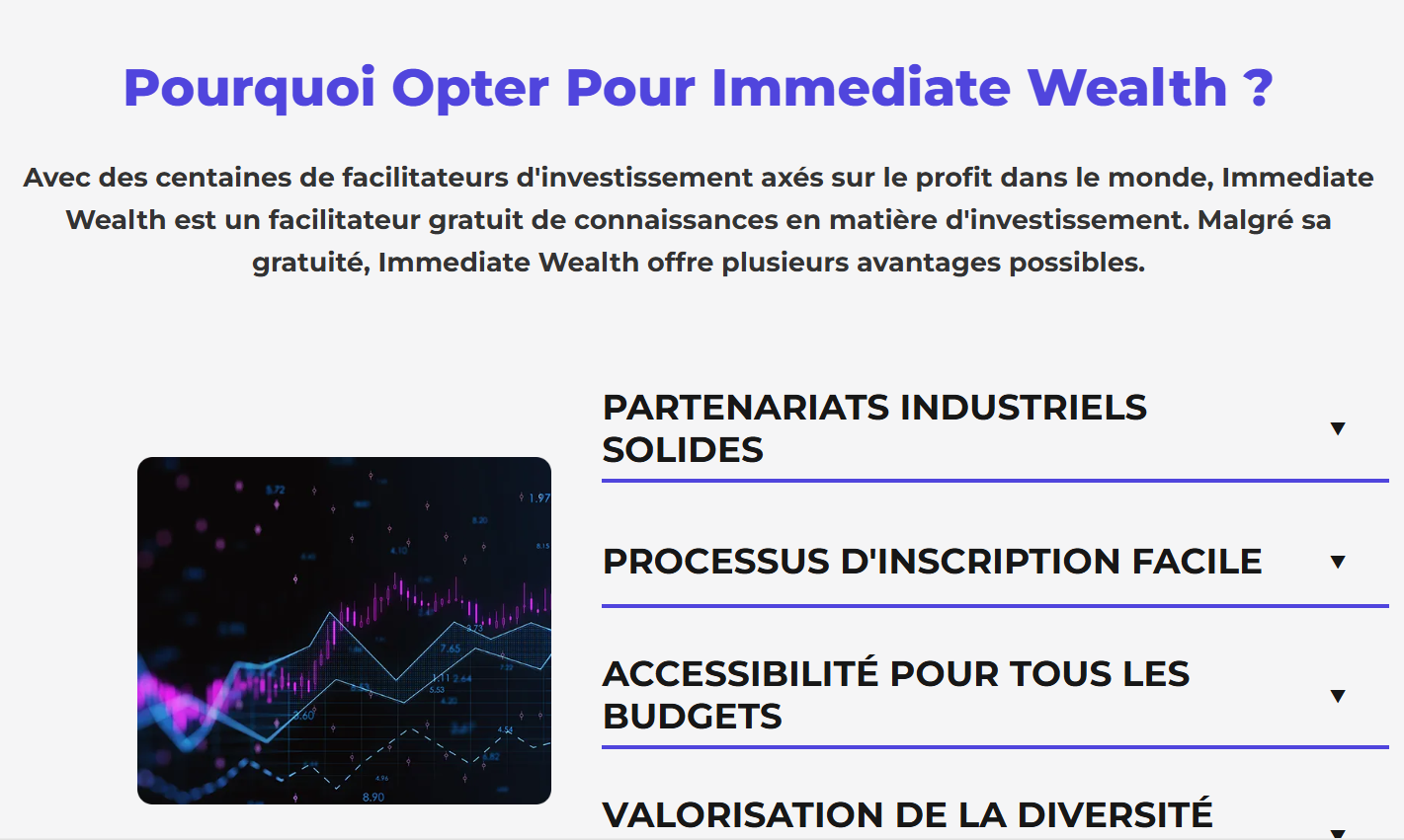 Analyse des critères de fiabilité d'Immediate Wealth