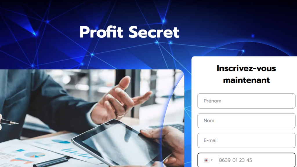 Visuels engageants utilisés par Profit Secret