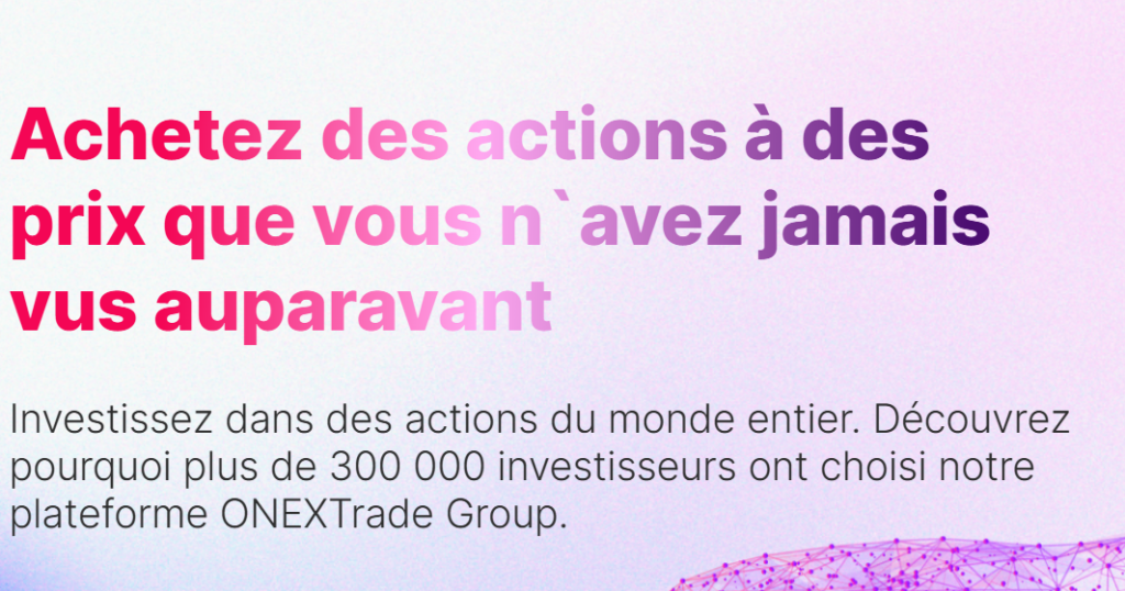 Image d'un ordinateur avec la mention promotionnelle trompeuse de ONEX Trade