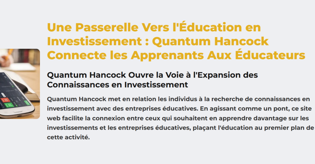 Illustration des prétendues ressources éducatives sur Quantum Hancock