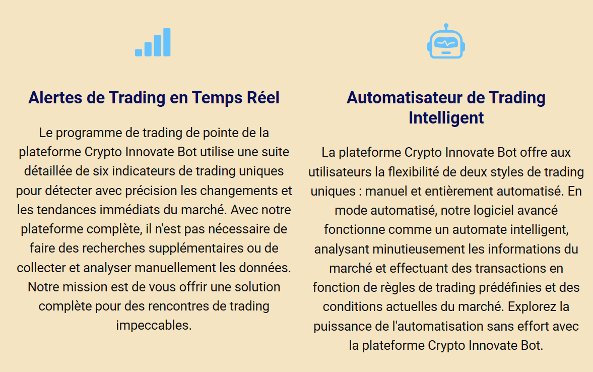 le site Crypto Innovate Bot, signe d'une arnaque