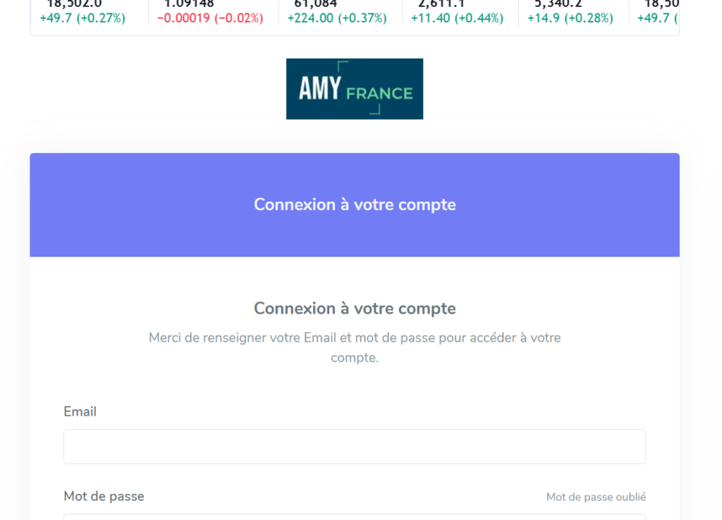 Alerte escroquerie AMY France - Interface trompeuse et suspecte