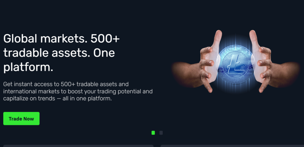 Interface de la plateforme de trading Efixxen montrant les actifs disponibles