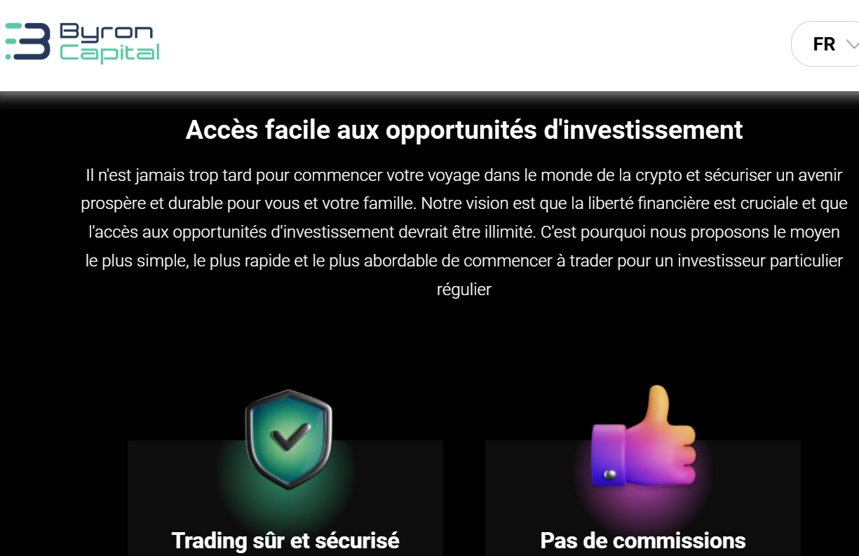 Interface de trading Byron Capital - Présentation de la plateforme