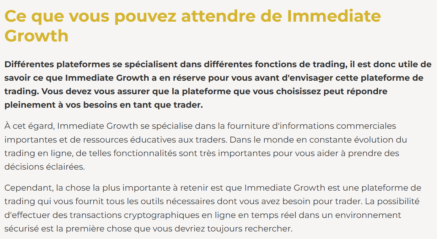 Conclusion sur les dangers d'Immediate Growth