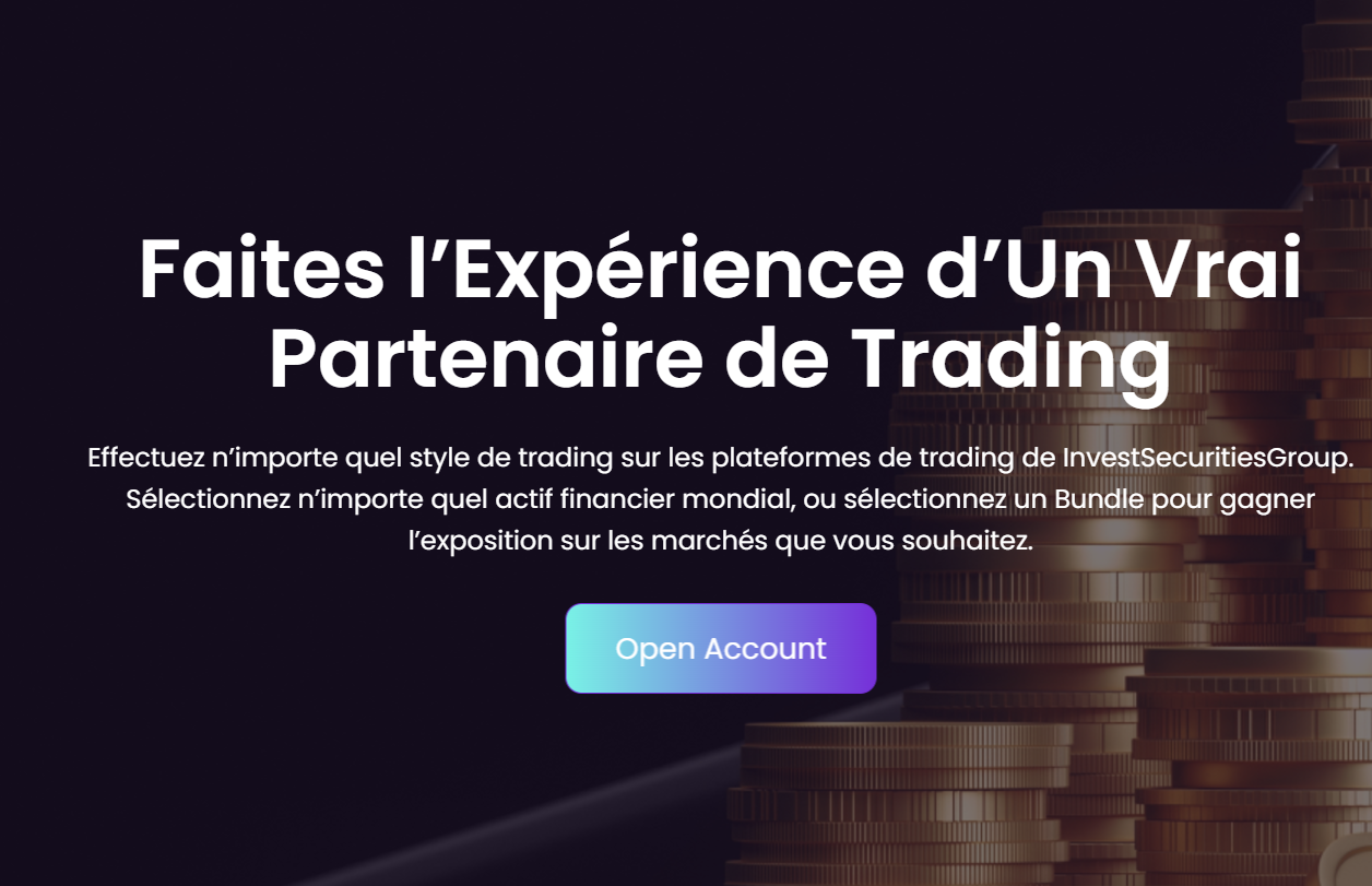 interface utilisateur de plateformes de trading douteuses