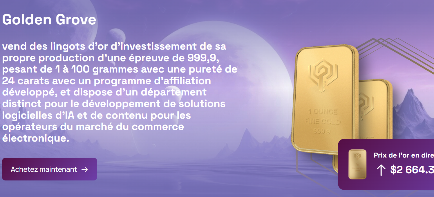 Golden Grove – Plateforme en ligne pour l’achat d’or d’investissement