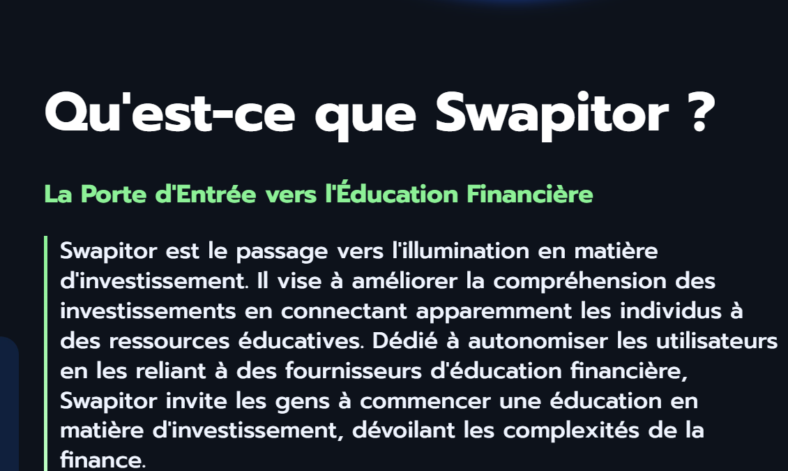 Avis sur Swapitor - analyse de la fiabilité de la plateforme de formation financière