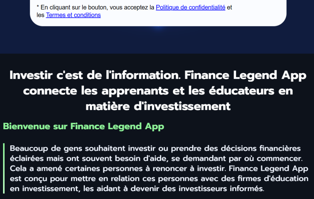 Finance Legend Avis - Plateforme de trading suspecte