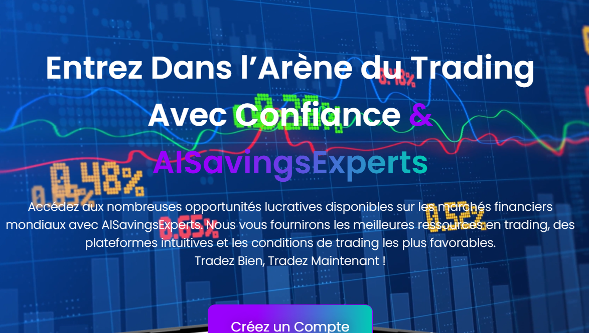 Interface de trading AISavingsExperts sur smartphone - AISavingsExperts avis