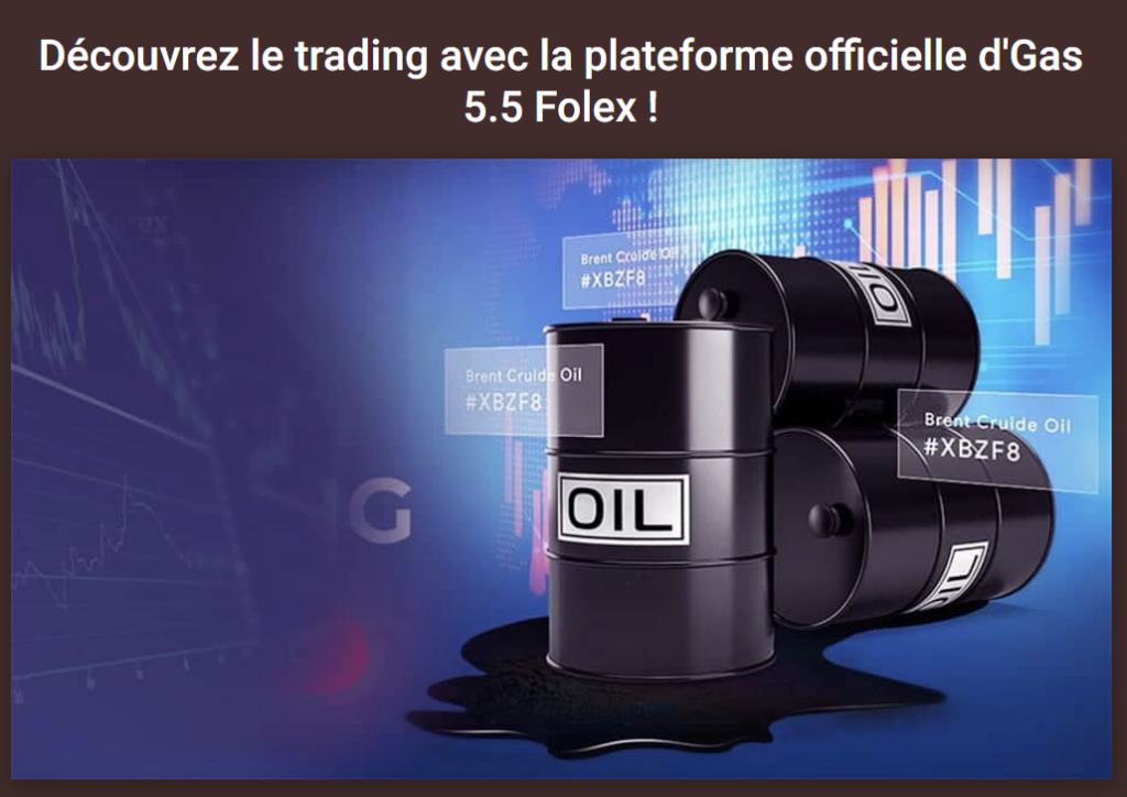 Gas Folex affiché sur un écran avec graphiques financiers en arrière-plan