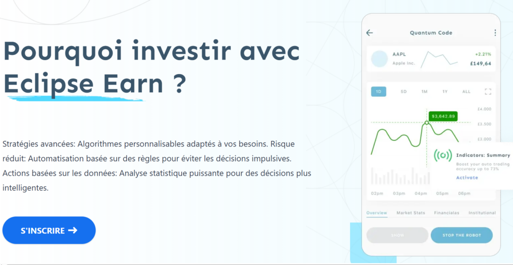 Eclipse Earn, plateforme de trading automatisée