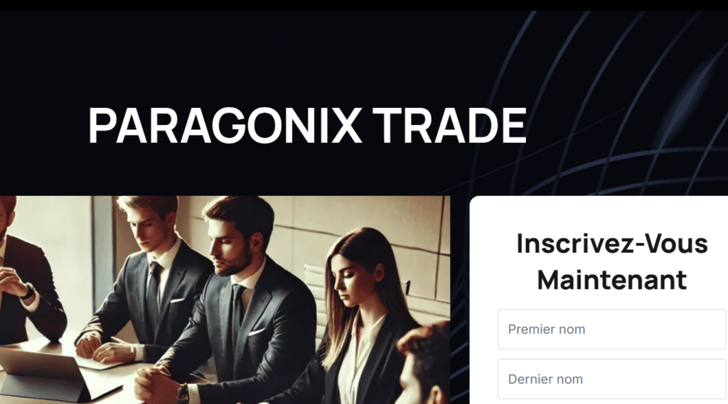 Page d'accueil de Paragonix Trade – Notre avis complet